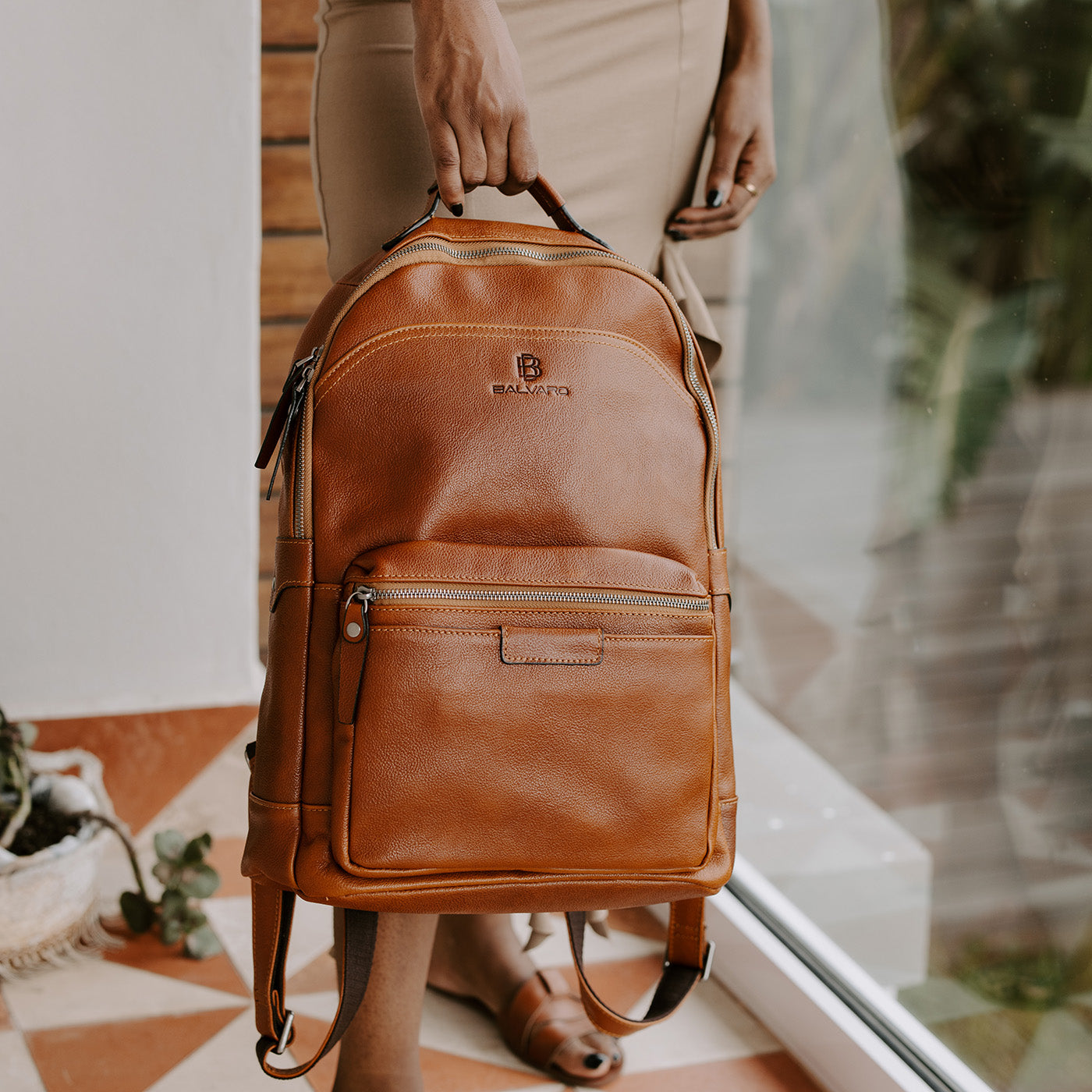 Balvaro Leather Laptop Backpack