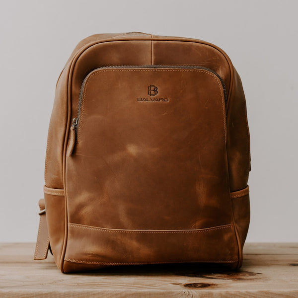 Balvaro Minimalist Leather Laptop Backpack