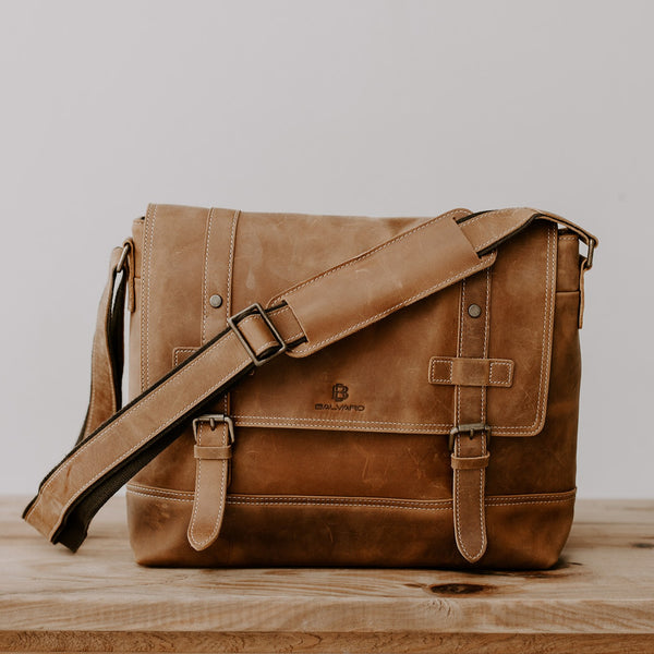 Vintage Leather Laptop Sling Bag