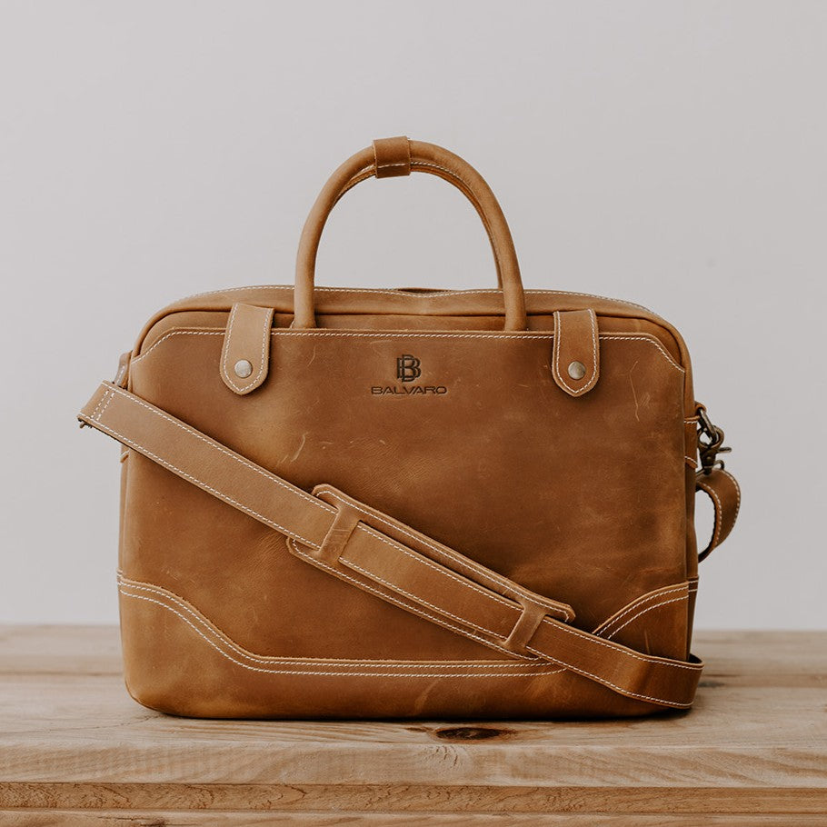 Balvaro Vintage Leather Laptop Briefcase