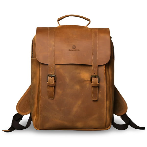 Balvaro Voyager Leather Laptop Backpack