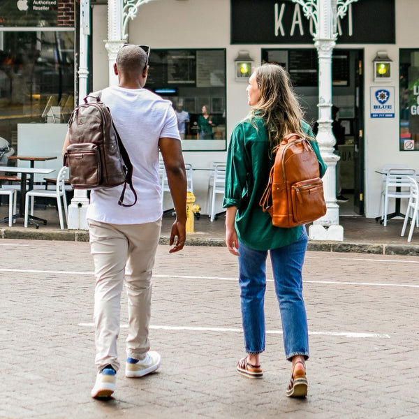 Balvaro Leather Laptop Backpack - Black