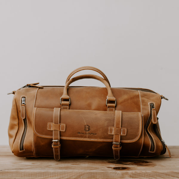 Balvaro Vintage Leather Weekender Travel Bag