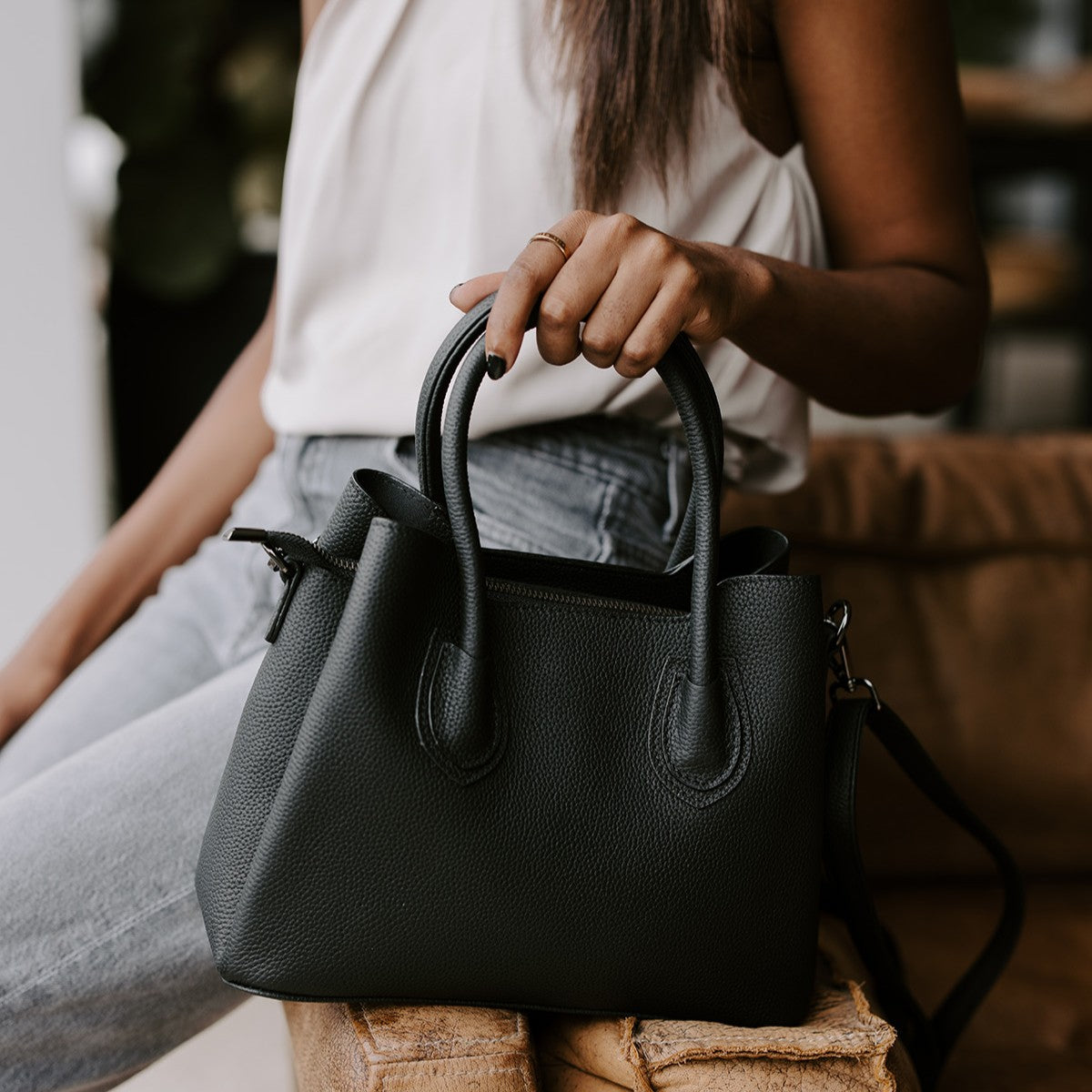 Balvaro Leather Bucket Tote