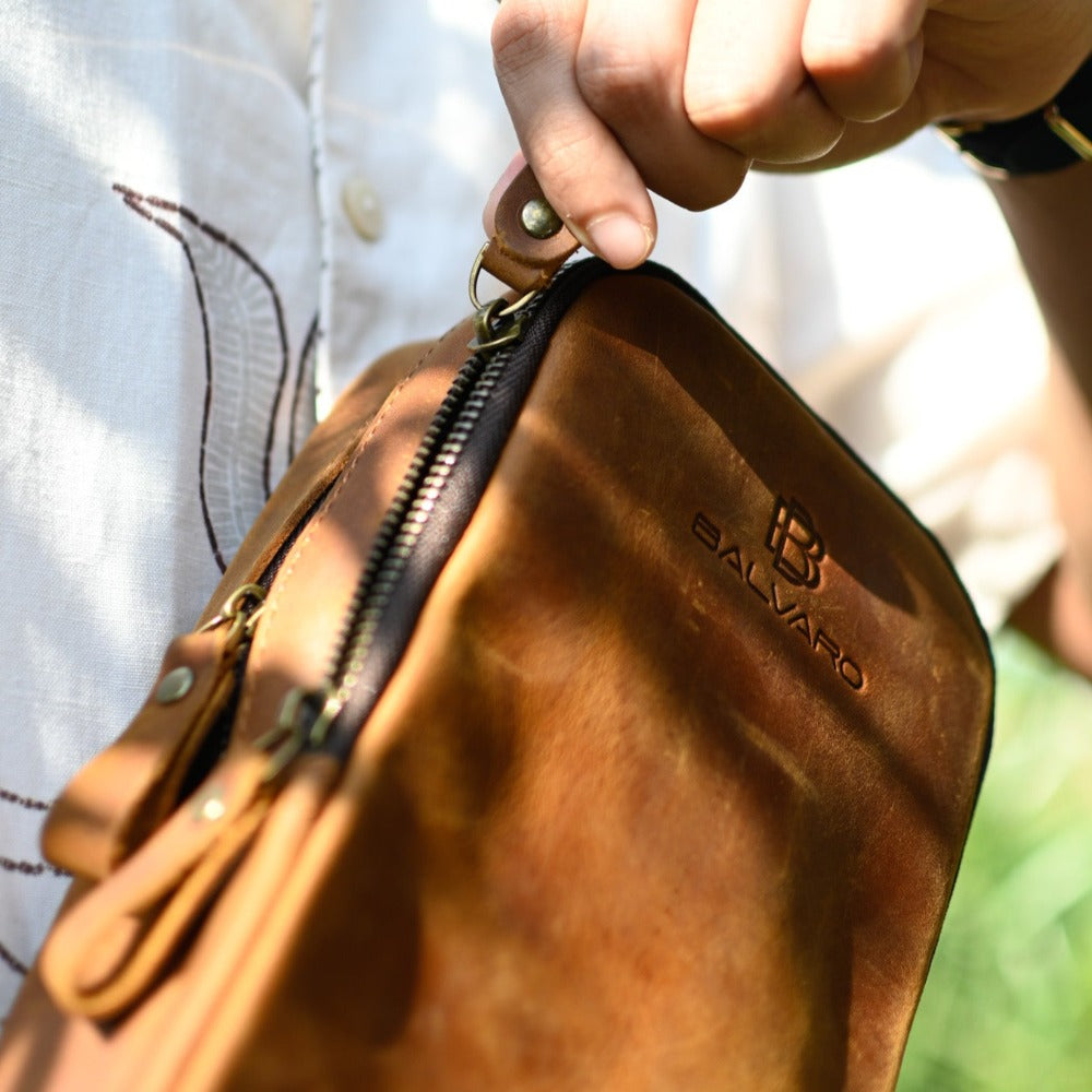 Vintage Leather Crossbody Sling Bag