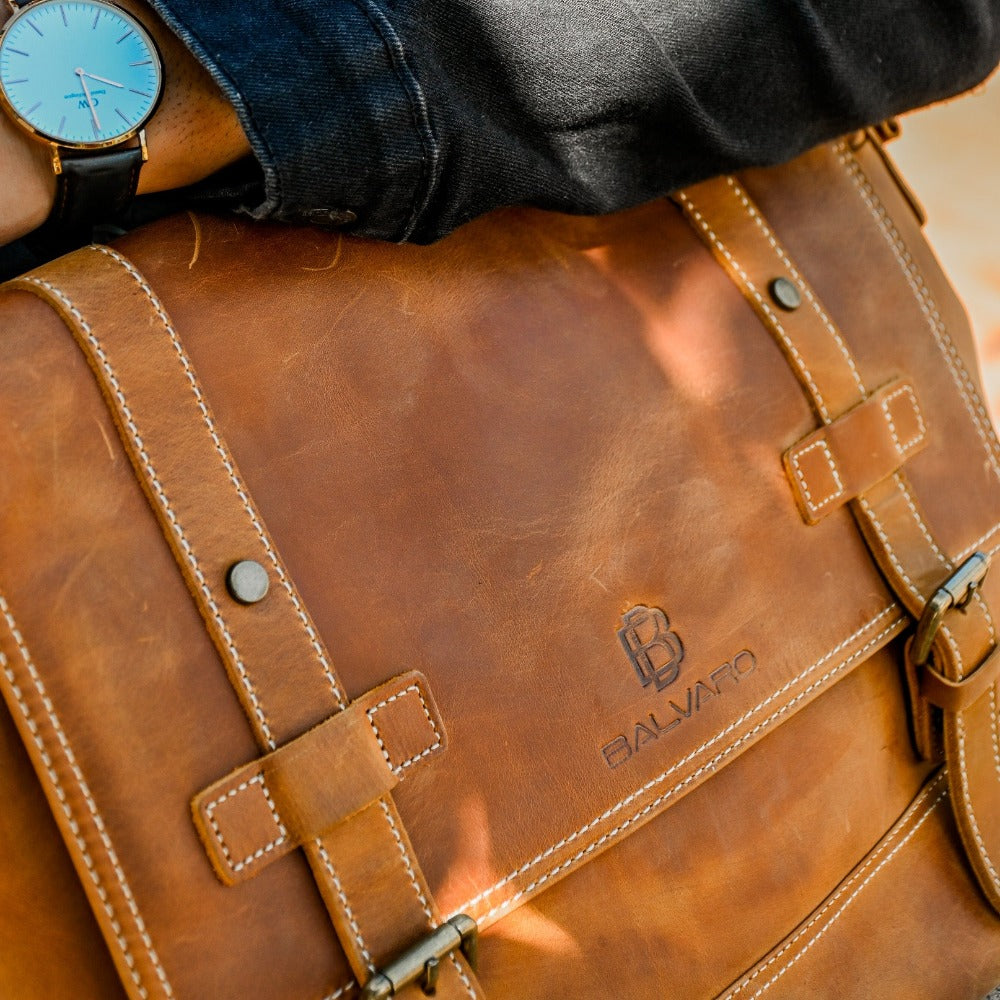 Vintage Leather Laptop Sling Bag