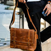 Vintage Leather Laptop Sling Bag