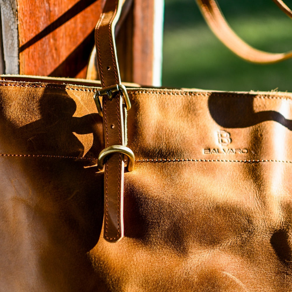 Classic Vintage Leather Shoulder Tote Bag