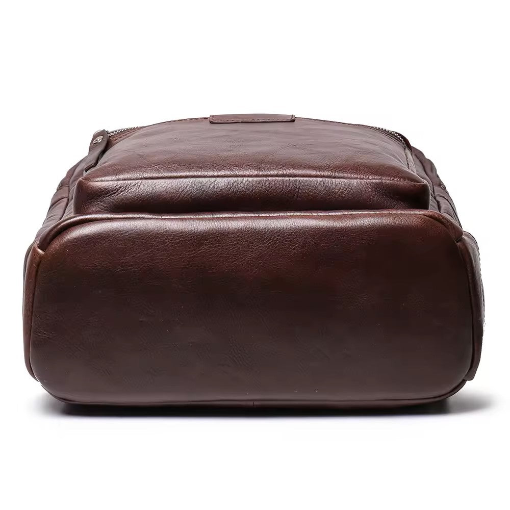 Balvaro Leather Laptop Backpack - Black