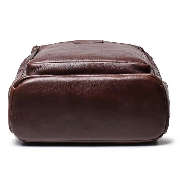 Balvaro Leather Laptop Backpack - Black