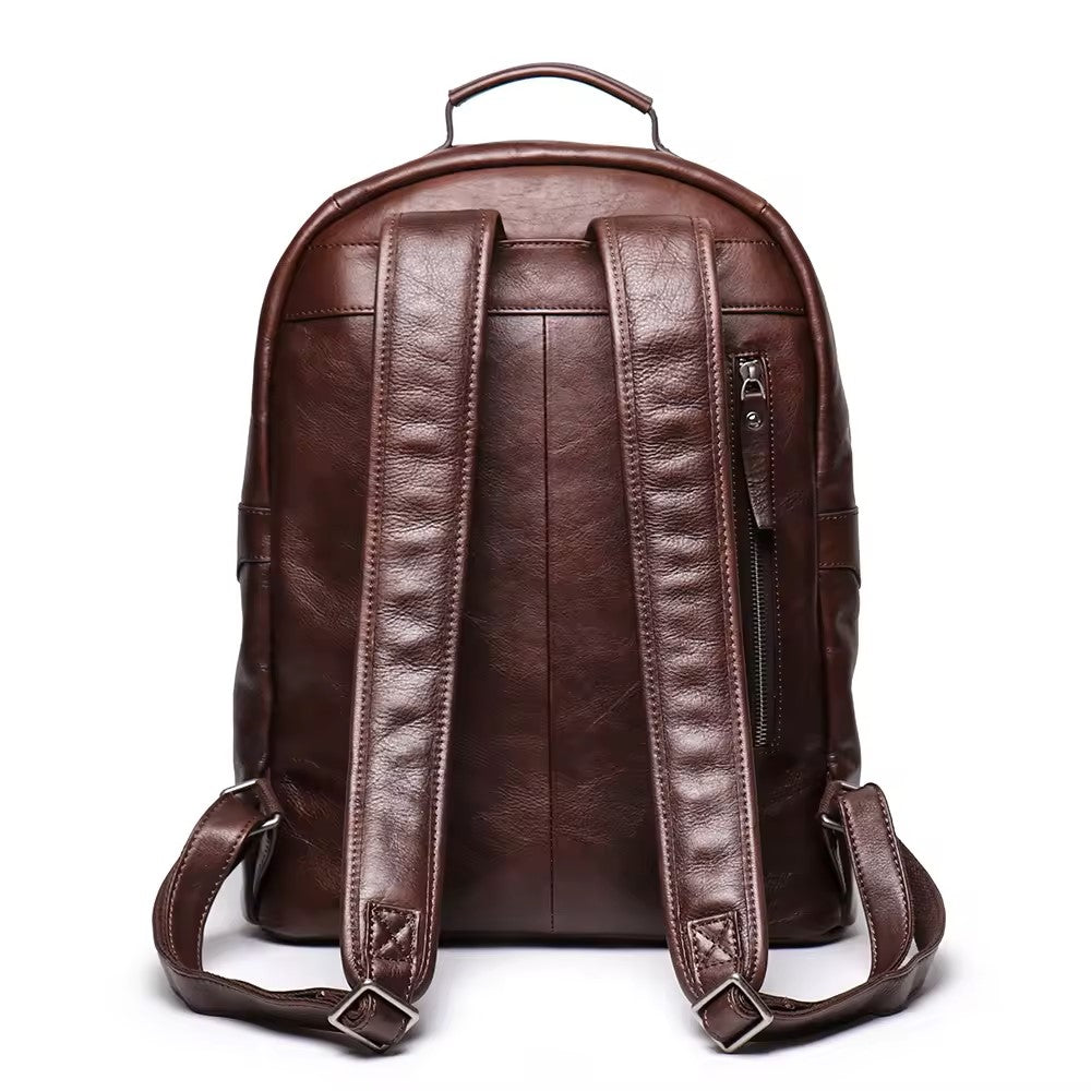 Balvaro Leather Laptop Backpack - Black