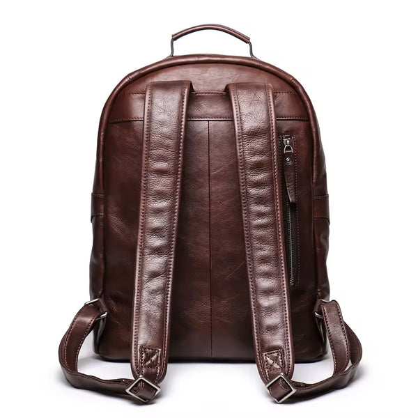 Balvaro Leather Laptop Backpack - Black