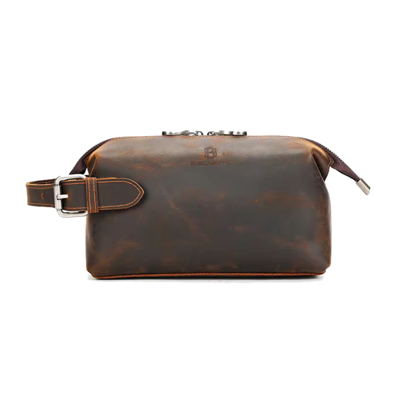 Balvaro Vintage Leather Travel Toiletry Bag