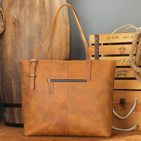 Classic Vintage Leather Shoulder Tote Bag