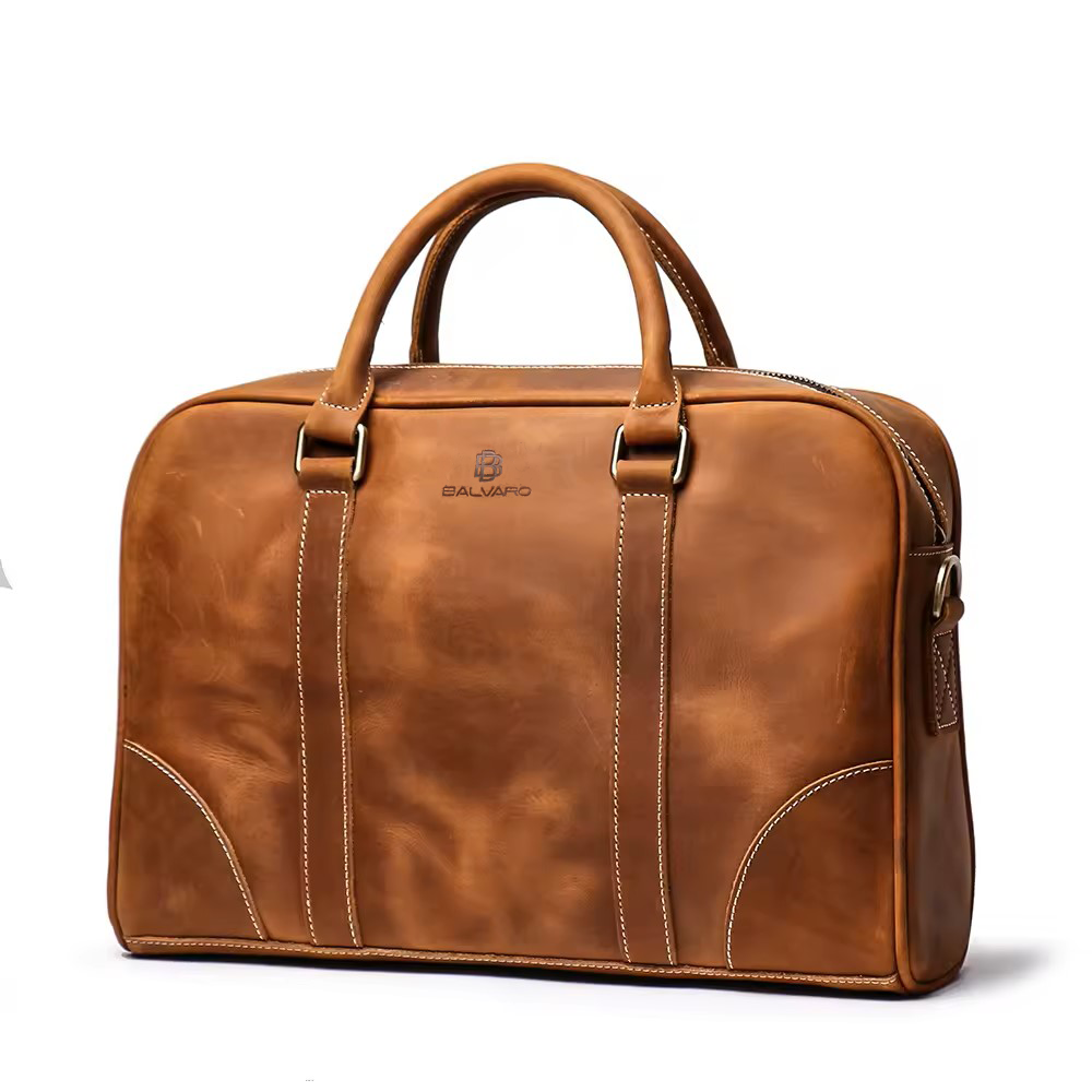 Balvaro Vintage Leather Ergon Laptop Bag