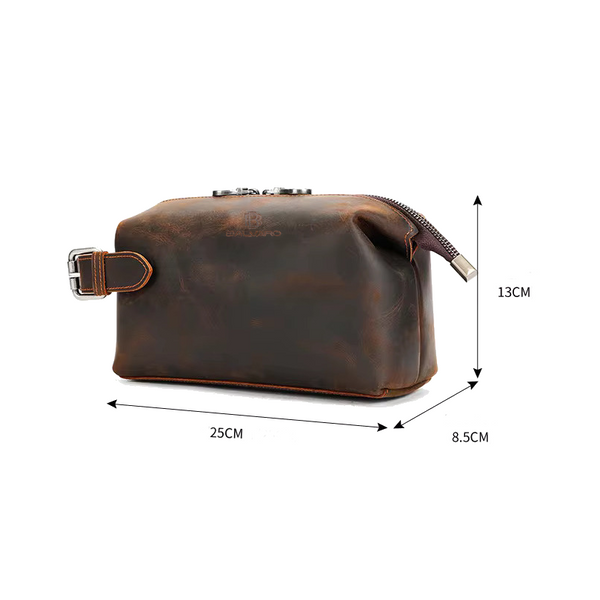 Balvaro Vintage Leather Travel Toiletry Bag