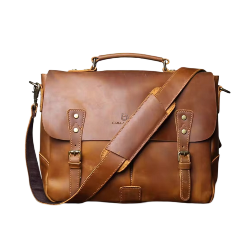 Balvaro Vintage Classic Leather Laptop Bag